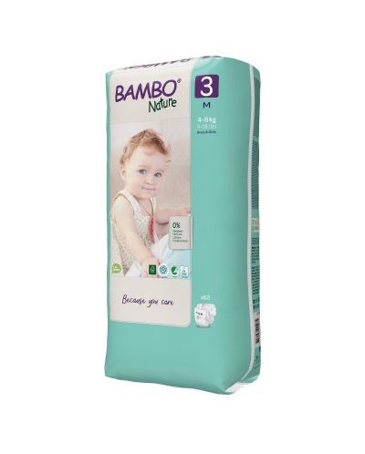 Eко пелени Bambo Nature - Tall Pack, размер 3, М, 4-8 kg, 52 броя - 1