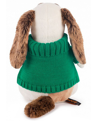 Плюшена играчка Budi Basa - Кученце Бартоломей, със зелен пуловер, 27 cm - 3