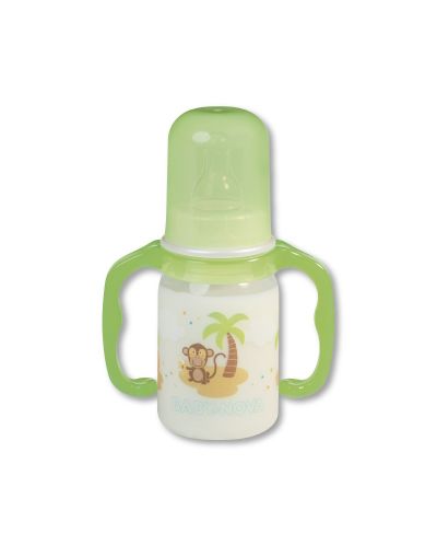 Пластмасово шише с дръжки Baby Nova РР - 125 ml, зелено - 1