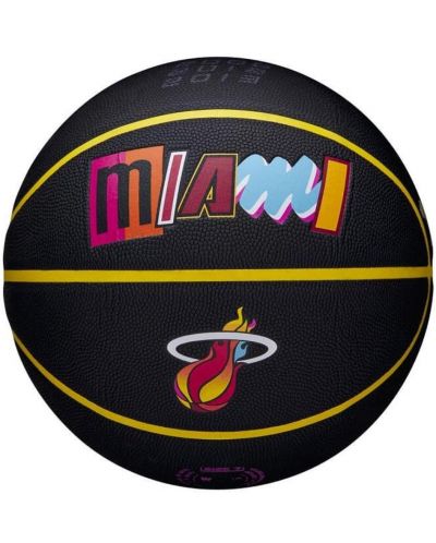Баскетболна топка Wilson - NBA City Edition Collector Miami Heat, размер 7 - 1