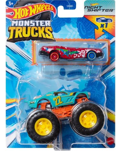 Бъги Hot Wheels Monster Trucks - Night Shifter, с количка, 1:64 - 1