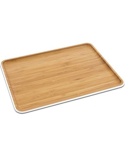 Бамбукова табла за сервиране Pebbly - 40 x 30 cm, бял кант - 1