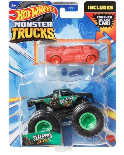 Бъги Hot Wheels Monster Trucks - Skeleton Crew, с оранжева количка - 1