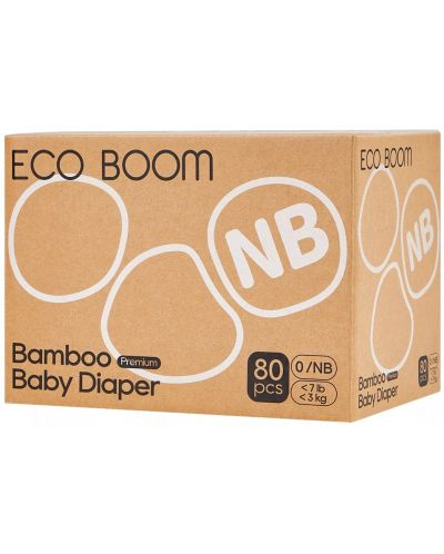 Бамбукови еко пелени Eco Boom Premium - Размер 0 NB, 2-4.5 kg, 80 броя - 1