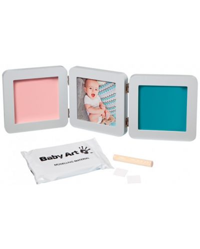 Рамка за снимка и 2 отпечатъка Baby Art - My Baby Touch, бяла - 3