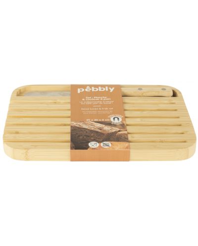 Бамбукова дъска и нож за хляб Pebbly - размер S - 1
