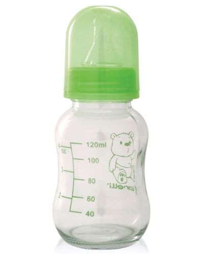 Стъклено шише Lorelli Baby Care - Зелено, 120 ml