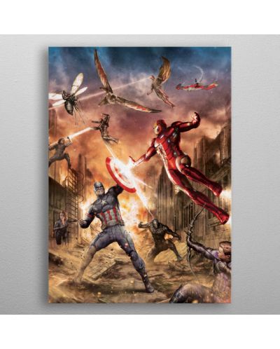 Метален постер Displate - Marvel : Civil War Divided We Fall - Battle - 3