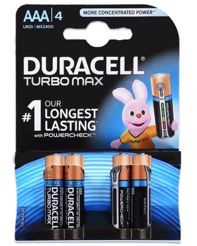 Батерия Duracell Turbo Max - AAA, 4 броя - 1