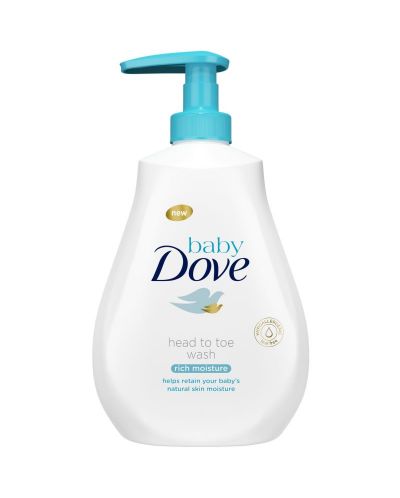 Baby Dove Измиващ лосион Wash Rich Moisture за коса и тяло за нормална до суха кожа 400 мл.