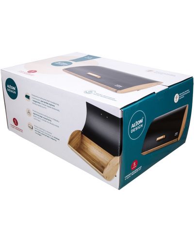 Бамбукова кутия за хляб ADS - Black, 35 x 25 x 15.5 cm - 6