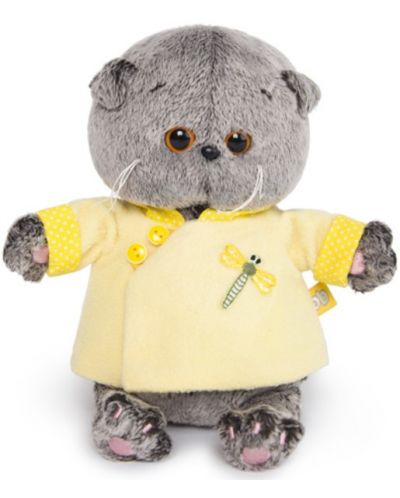 Плюшена играчка Budi Basa - Коте Басик, бебе, с жълто яке, 20 cm - 1