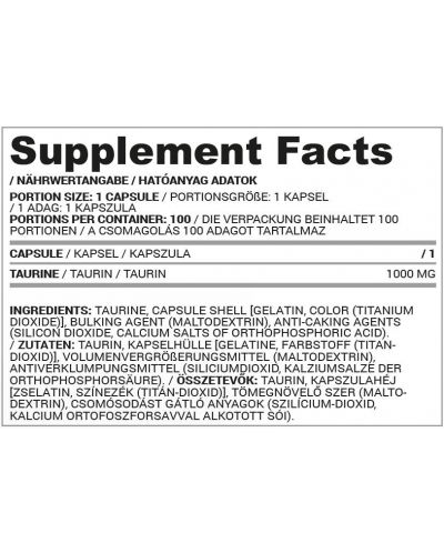 Basic Taurine Caps, 1000 mg, 100 капсули, Nutriversum - 2