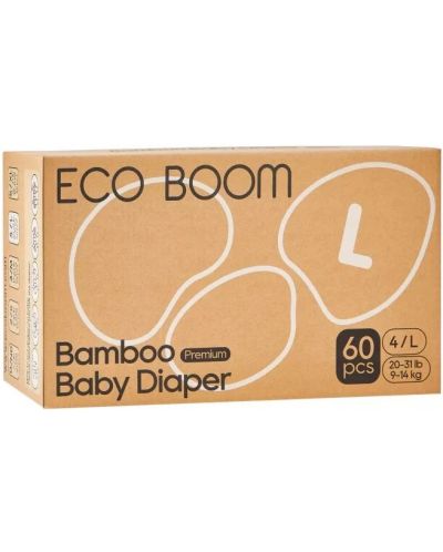 Бамбукови еко пелени Eco Boom Premium - Размер 4, 9-14 kg, 60 броя - 1