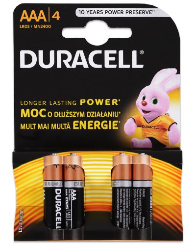 Батерия Duracell Basic - AAA, 4 броя - 1