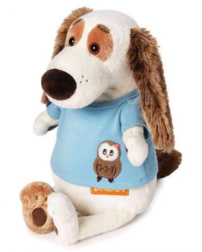 Плюшена играчка Budi Basa - Кученце Бартоломей, с тениска с бухал, 33 cm - 1
