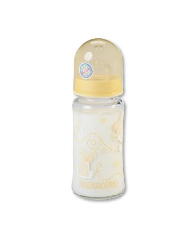 Стъклено шише Baby Nova -  230 ml, жълто - 1