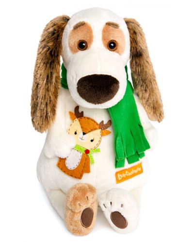 Плюшена играчка Budi Basa - Кученце Бартоломей, с шалче и еленче, 33 cm - 1
