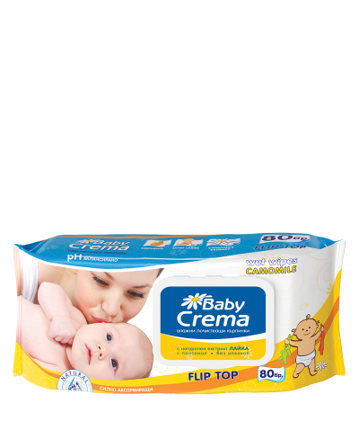 Мокри кърпички Baby Crema - Лайка, 80 броя - 1