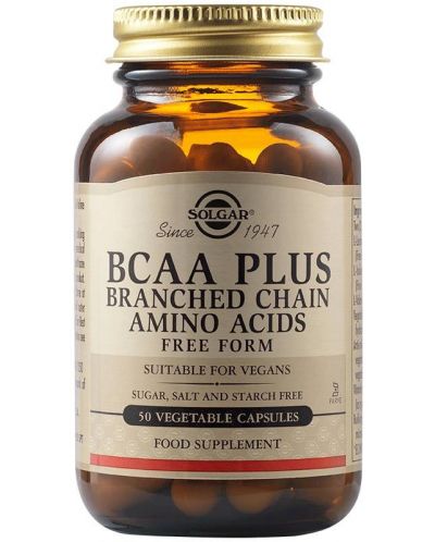 BCAA Plus, 50 растителни капсули, Solgar - 1
