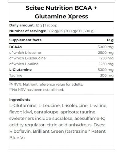BCAA + Glutamine Xpress, студен чай Long Island, 600 g, Scitec Nutrition - 2