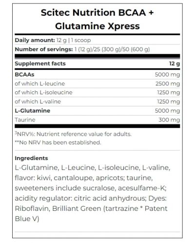 BCAA + Glutamine Xpress, ябълка, 300 g, Scitec Nutrition - 2