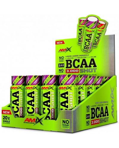 BCAA 3000 Shot Box, горски плодове, 20 шота x 60 ml, Amix - 1
