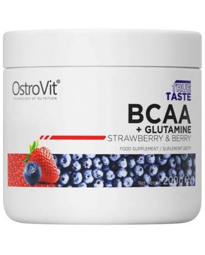 BCAA + Glutamine, ягода и горски плодове, 200 g, OstroVit - 1