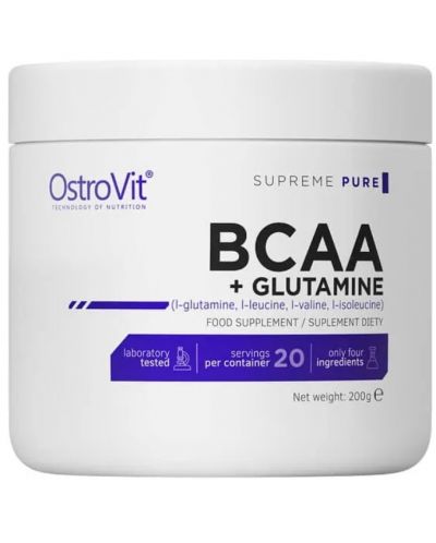 BCAA + Glutamine, неовкусен, 200 g, OstroVit - 1