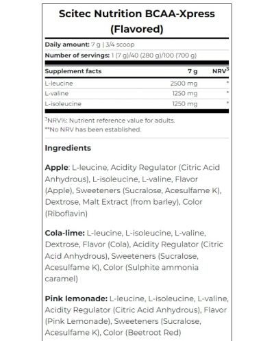 BCAA Xpress, розова лимонада, 280 g, Scitec Nutrition - 2