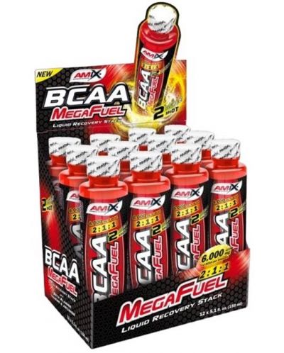 BCAA MegaFuel 6000, портокал, 12 шота x 150 ml, Amix - 1
