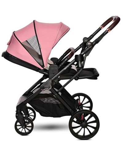 Бебешка количка 2 в 1 Lorelli - Glory, с адаптори, Pink - 8