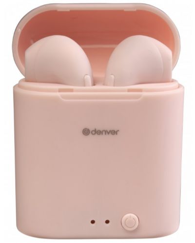 Безжични слушалки Denver - TWE-46, TWS, розови - 1