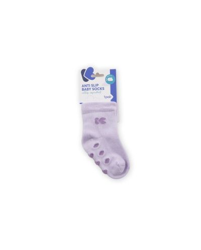 Бебешки чорапи против подхлъзване KikkaBoo - Памучни, 6-12 месеца, лилави - 1