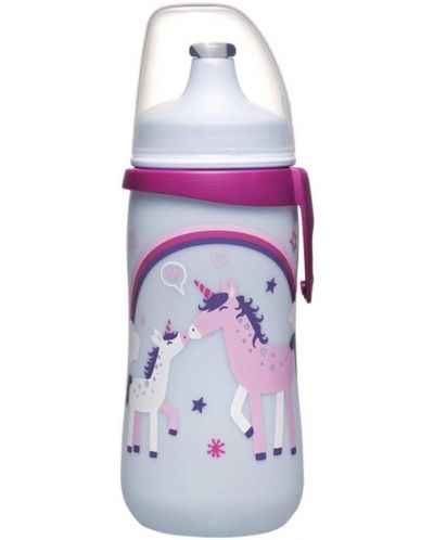 Бебешко шише с клапа NIP - Kids cup, за момичета, 330 ml - 1