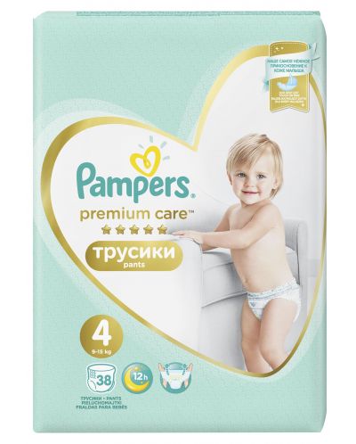 Бебешки пелени гащи Pampers - Premium Care 4, 38 броя - 1