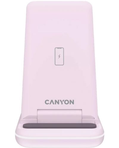 Безжично зарядно Canyon - WS-304, 15W, розово - 2