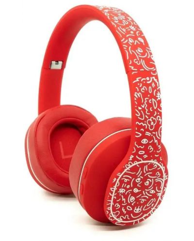 Безжични слушалки с микрофон Hama - HaHaHa FEEL, червени - 1