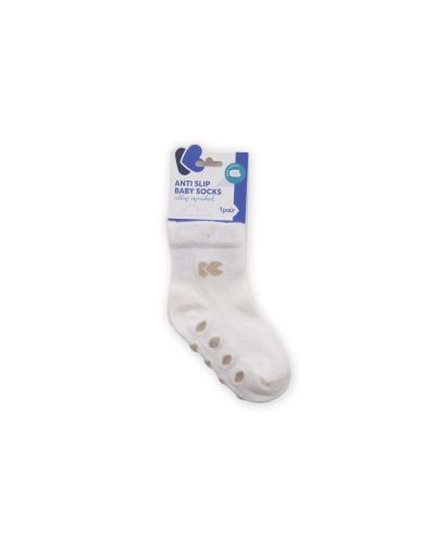 Бебешки чорапи против подхлъзване KikkaBoo - Памучни, 1-2 години, бели - 1