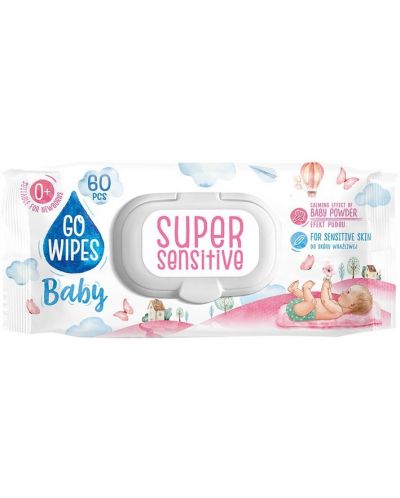 Бебешки мокри кърпи за много чувствителна кожа Go Wipes - 60 броя - 1