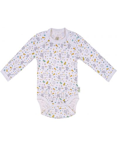 Бебешко боди Bio Baby - Органичен памук, 74 cm, 6-9 месеца, сиво-жълто - 1