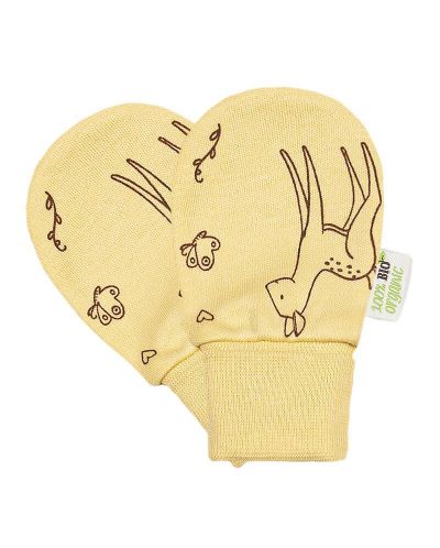 Бебешки ръкавички Bio Baby - От органичен памук, жълти - 1