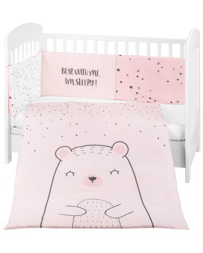 Бебешки спален комплект от 2 части KikkaBoo - Bear with me Pink, 70 х 140 cm - 1