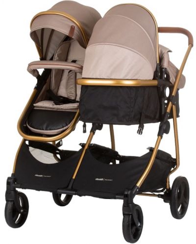 Бебешка количка за близнаци Chipolino - Дуо Смарт, златисто бежова - 5