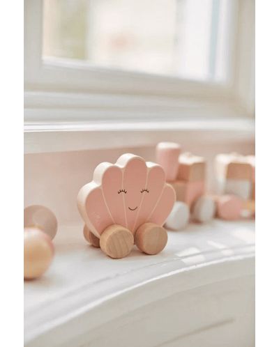 Бебешка дървена играчка Jollein - Количка, Shell Pink - 5