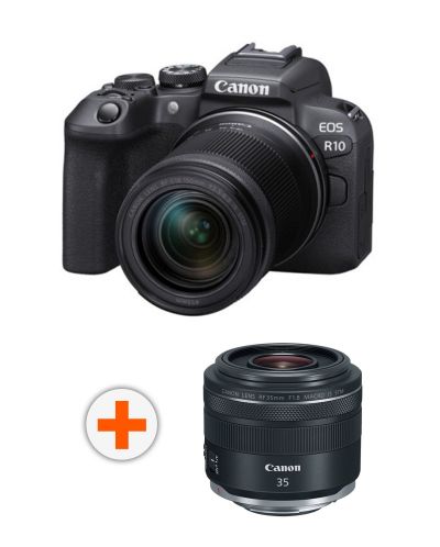 Безогледален фотоапарат Canon - EOS R10, RF-S 18-150, IS STM, Black + Обектив Canon - RF 35mm f/1.8 IS Macro STM - 1