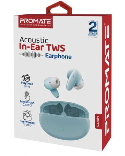 Безжични слушалки ProMate - Lush Acoustic, TWS, сини/бели - 3