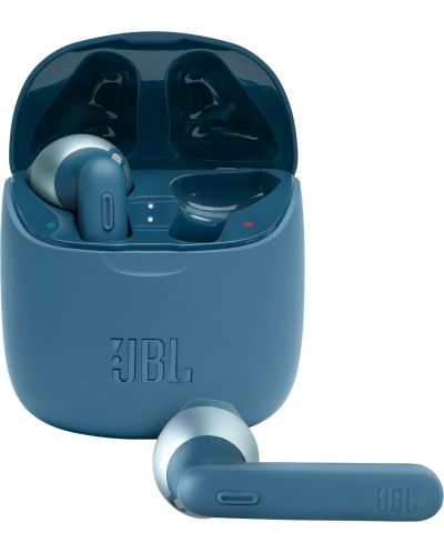 Безжични слушалки с микрофон JBL - T225 TWS, сини - 1