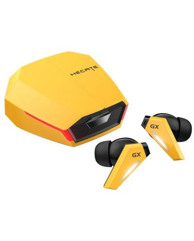 Безжични слушалки Edifier - GX07, TWS, ANC, жълти/черни - 1
