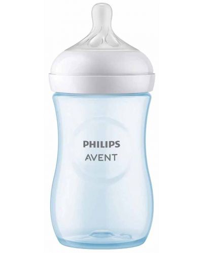 Бебешко шише Philips Avent - Natural Response 3.0, с биберон 1m+, 260 ml, синьо - 4